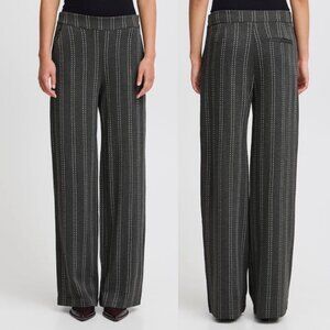 Ichi Ihruti Wide Leg Dark Gray Pants Trousers Sm​​